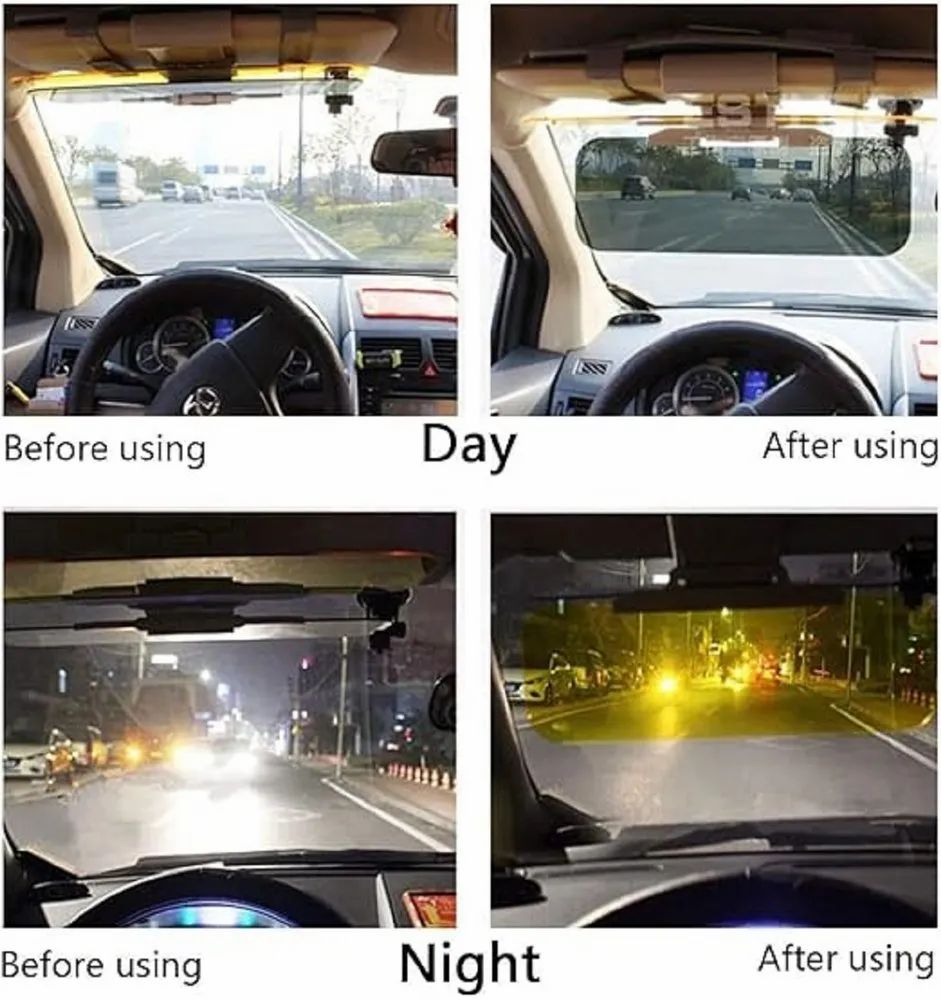 2-in-1 HD Car Sun Visor for Day & Night Vision – Anti-Glare Windshield Extender